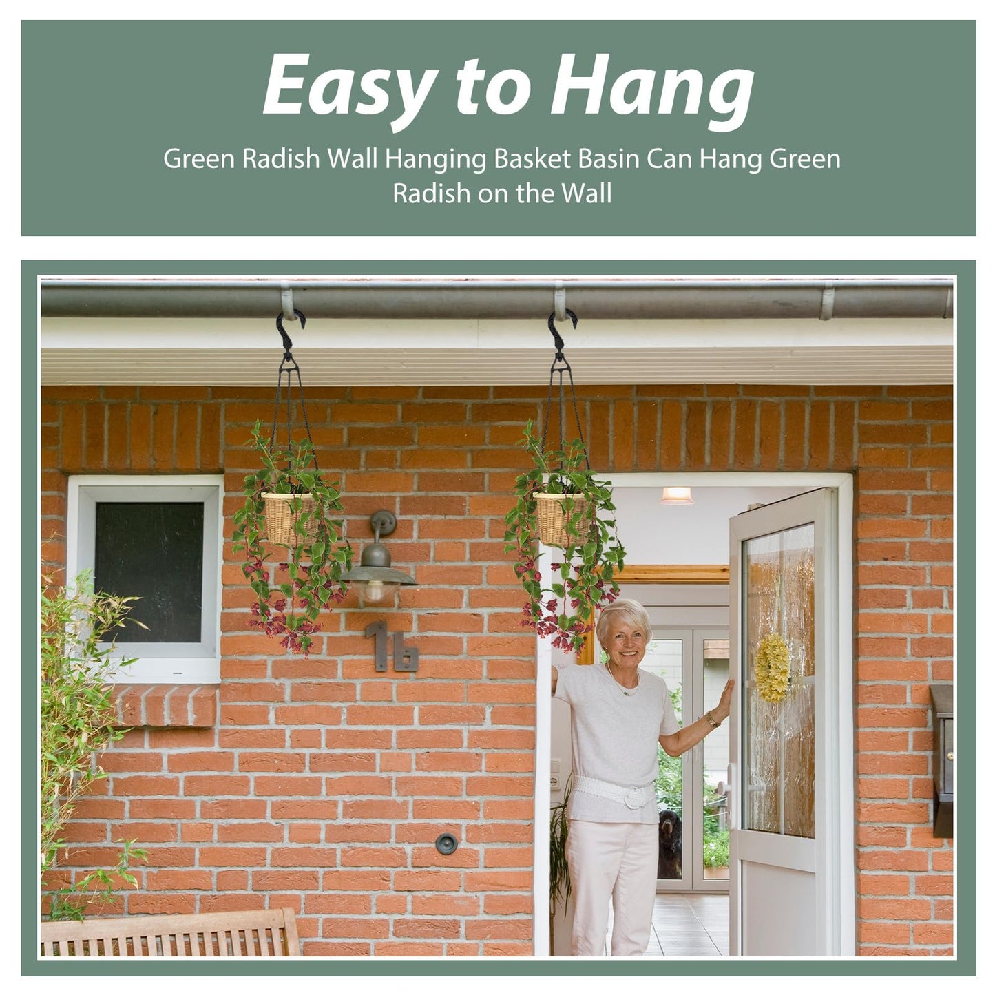 DRESSOOS 5pcs 40cm Black Plastic Hanging Basket Hooks with 360° Rotatable Swivel for Outdoor Garden Flower Pot Hangers and Potted Plant Support Tools