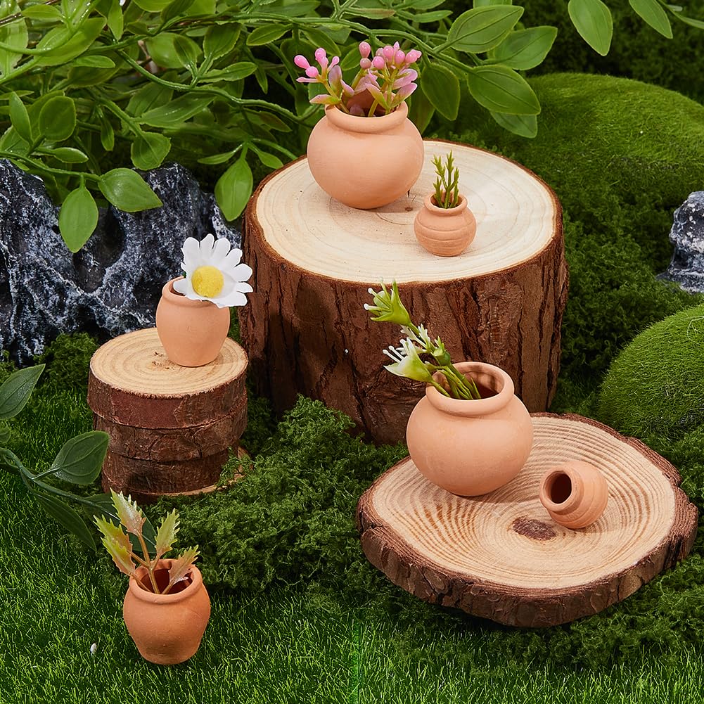 Hobbspring 6Pcs Mini Terracotta Pots 3 Styles Small Dark Salmon Simulated Clay Planters 0.73-1.42 Inch Tiny Pots Miniature Crafts for Succulent Plants Fairy Gardens Home Deco