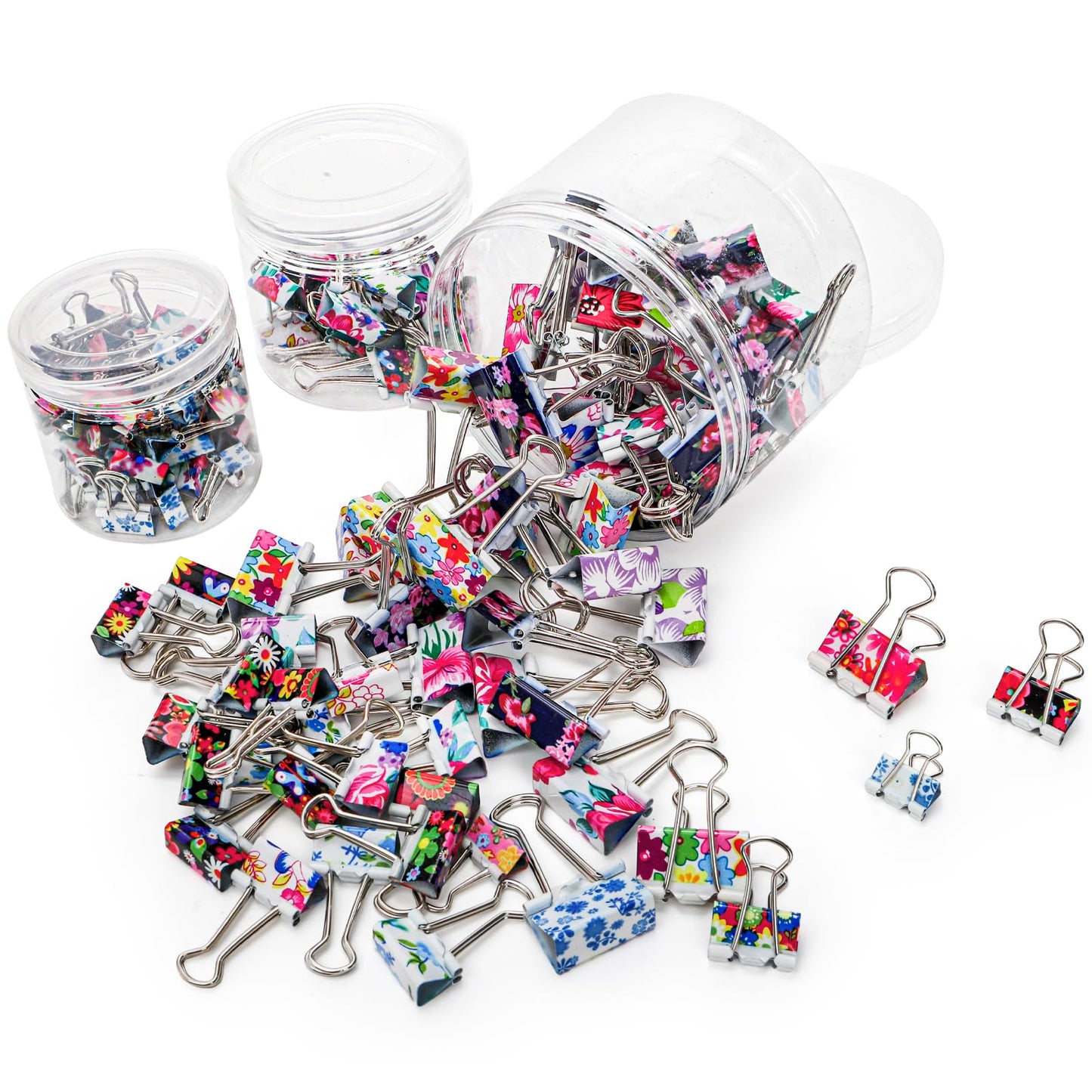 Fasmov 148 Pcs Cute Binder Clips with 3 Sizes (Small/Medium/Large), Office Stationery Clips for Organizing Papers, Crafting & DIY Projects, Paper Clamps Perfect for Office, School, and Home Use