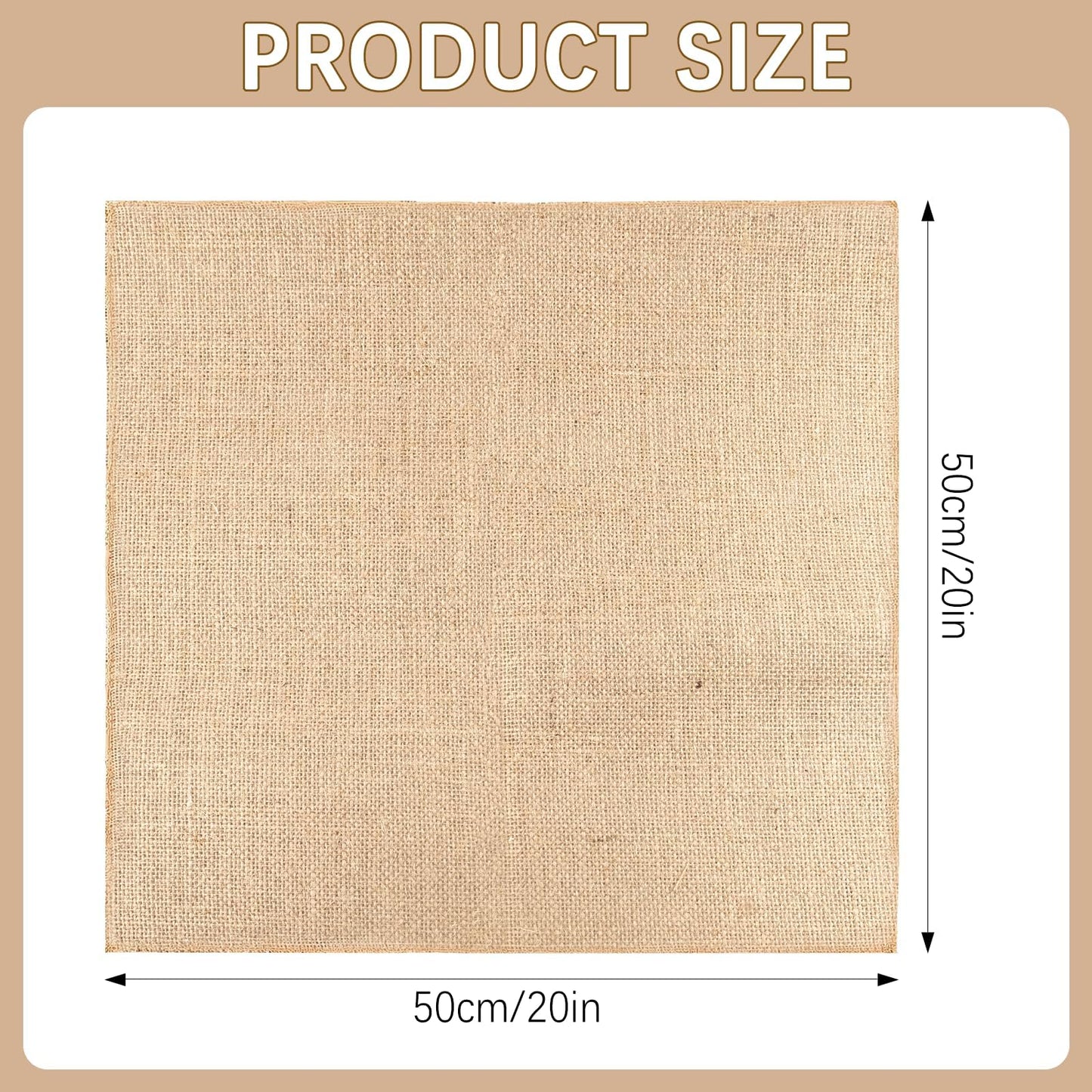12 Pcs 20 x 20'' Burlap Squares Multipurpose Natural Burlap Fabric - for Decorations, Crafts, Home, Weddings, Table Linens, Landscaping, Plants & Tree Covering
