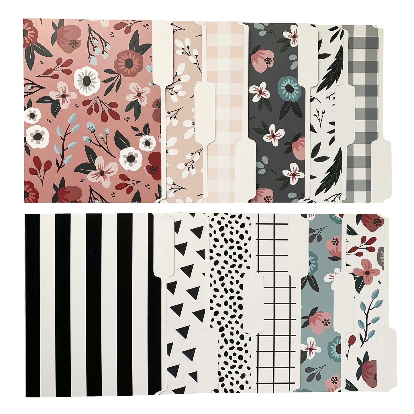 Cute File Folders, Set of 12 3-Tab Letter Size Decorative File Folders Boho Manilla 8.5 x 11 – Pretty Designer Home Office School Supplies (Tranquility)