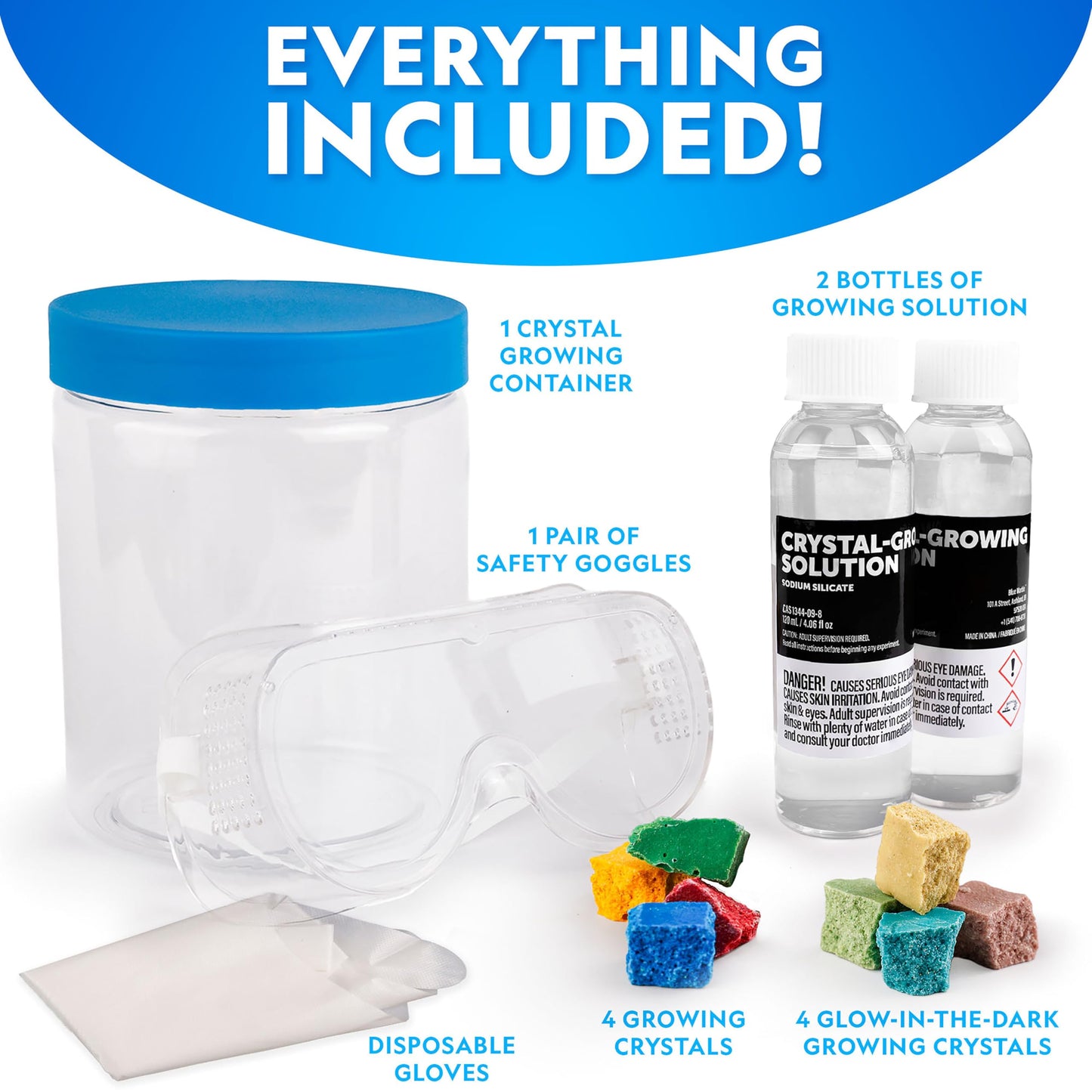 National Geographic Underwater Crystal Growing Aquarium Science Kit – Grow 8 Colorful Crystals Underwater | 360-Degree Secure Viewing Canister