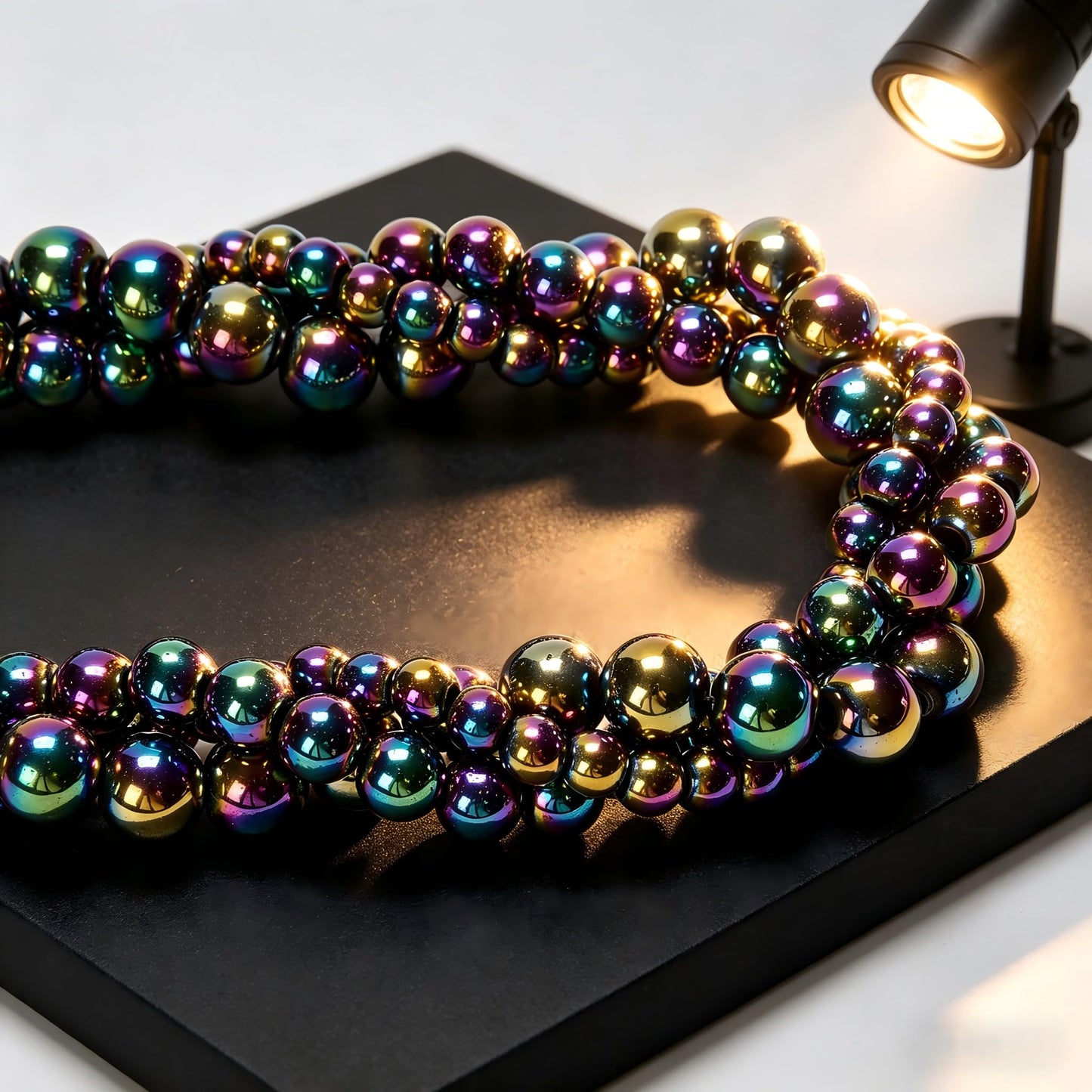 96Pcs 8mm Rainbow Hematite Beads - Smooth Round Healing Gemstone Beads for Jewelry Making, DIY Crafts, Beading Bracelets