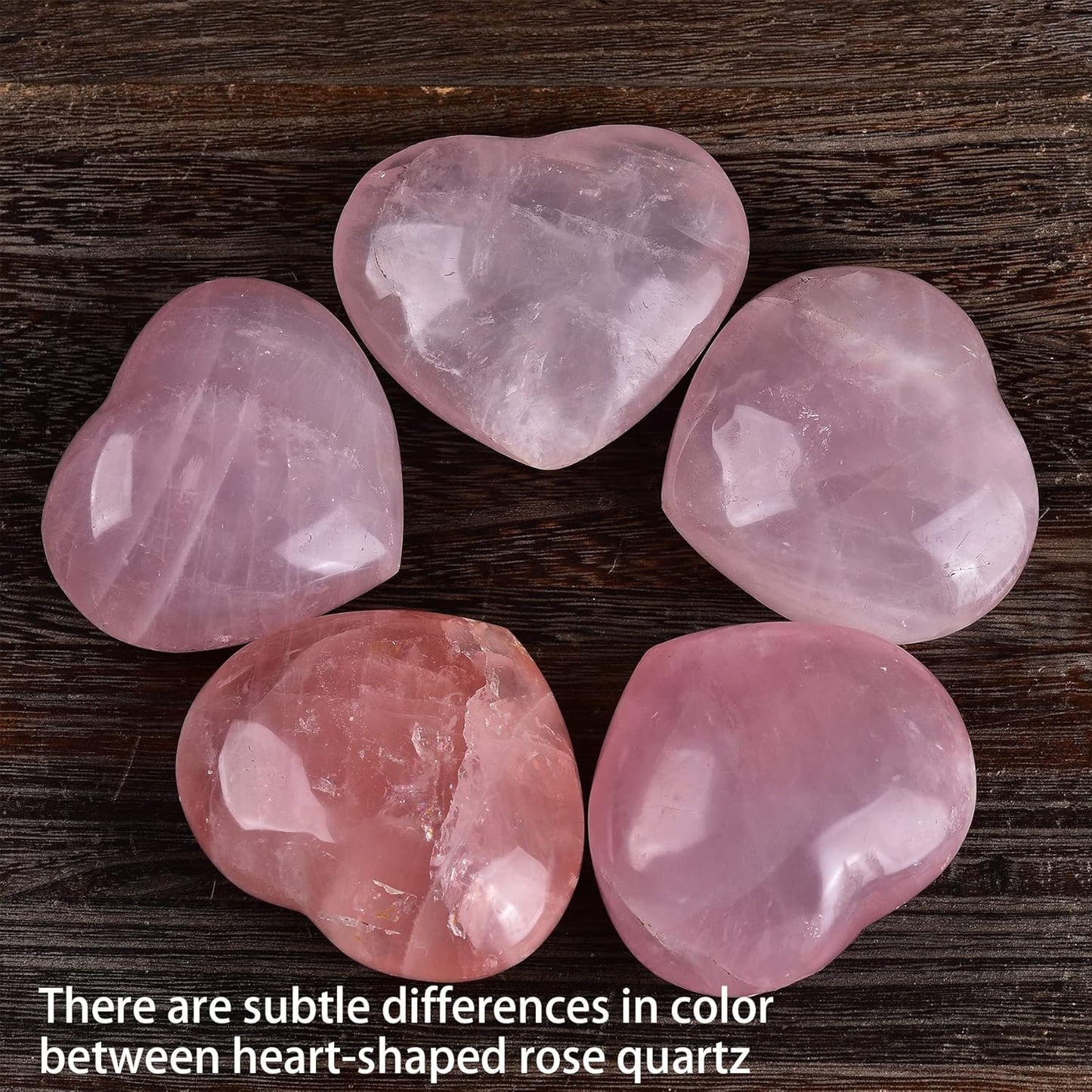 JIC Gem Heart Shaped Rose Quartz Crystal Healing Stone Large Pocket Palm Worry Stone with Display Stand Chakra Reiki Balancing 2.9"-3.3"