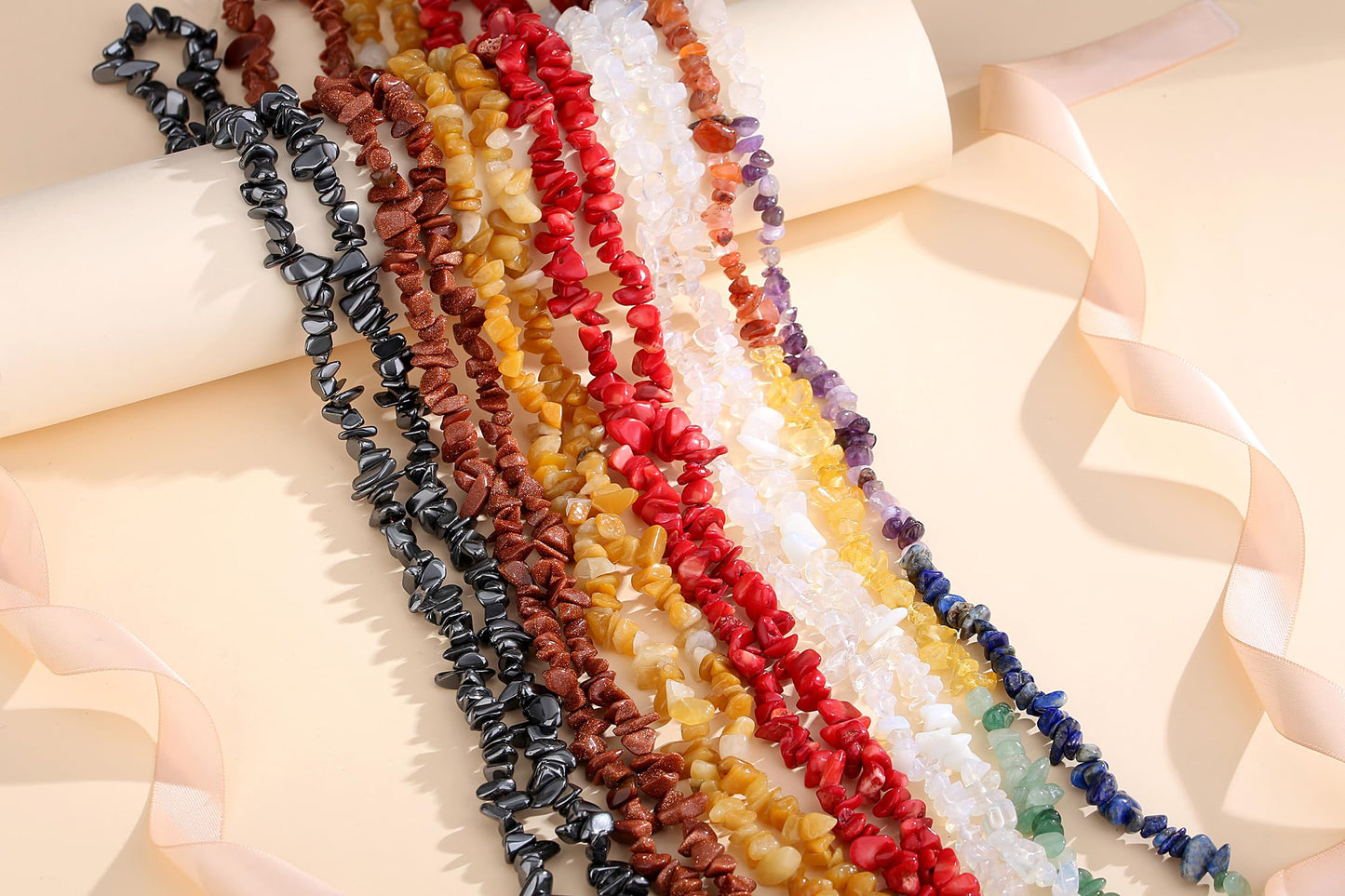 ZHIYUXI 400pcs Gold Sandstone Beads 5-8mm Crystals Gemstones for Bracelet Making Irregular Stone Bead for Jewelry Making Natural Chips Craft 2 Strands