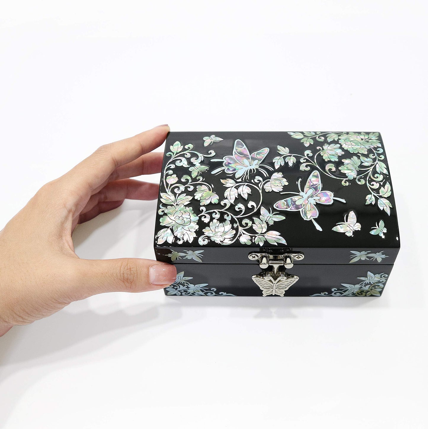 MADDesign Mother of Pearl Jewelry Ring Earring Box Butterflies Design