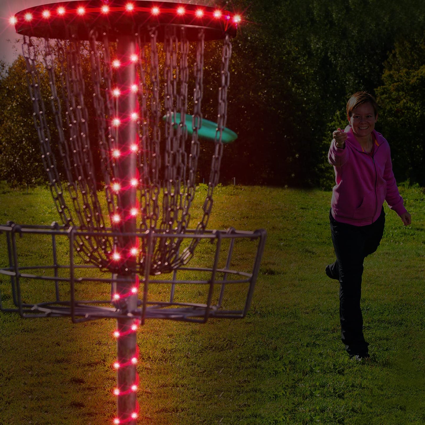Waybelive LED Disc Golf Lights, Remote Control Disc Golf Rim Light for Disc Golf Basket, C Battery Box, 16 Color Change by Yourself, Waterproof, Super Bright to Play at Night