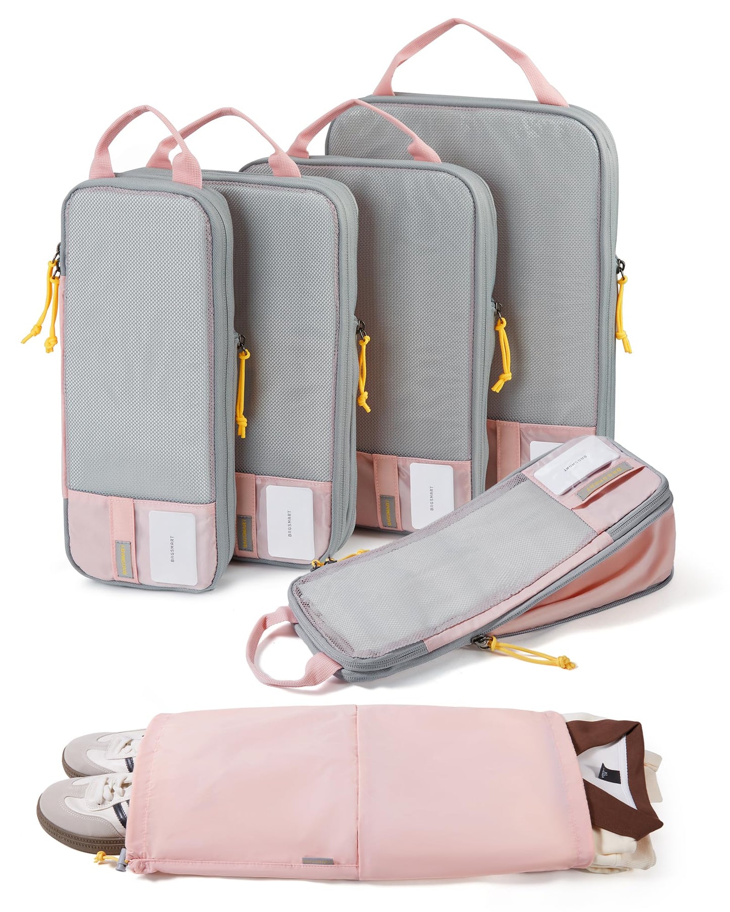 BAGSMART Compression Packing Cubes for Travel, Lightweight Luggage Organizer Bags, Durable Space Saver Bags Travel Essentials, 6 Set