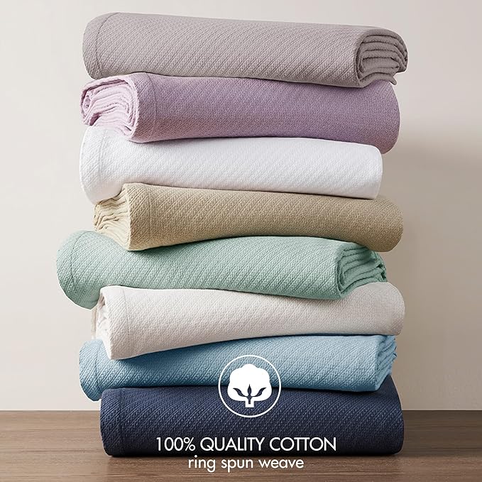 Madison Park Liquid Cotton Luxury Blanket Premium Soft Cozy 100% Ring Spun Cotton For Bed , Couch or Sofa, Full/Queen, Gray