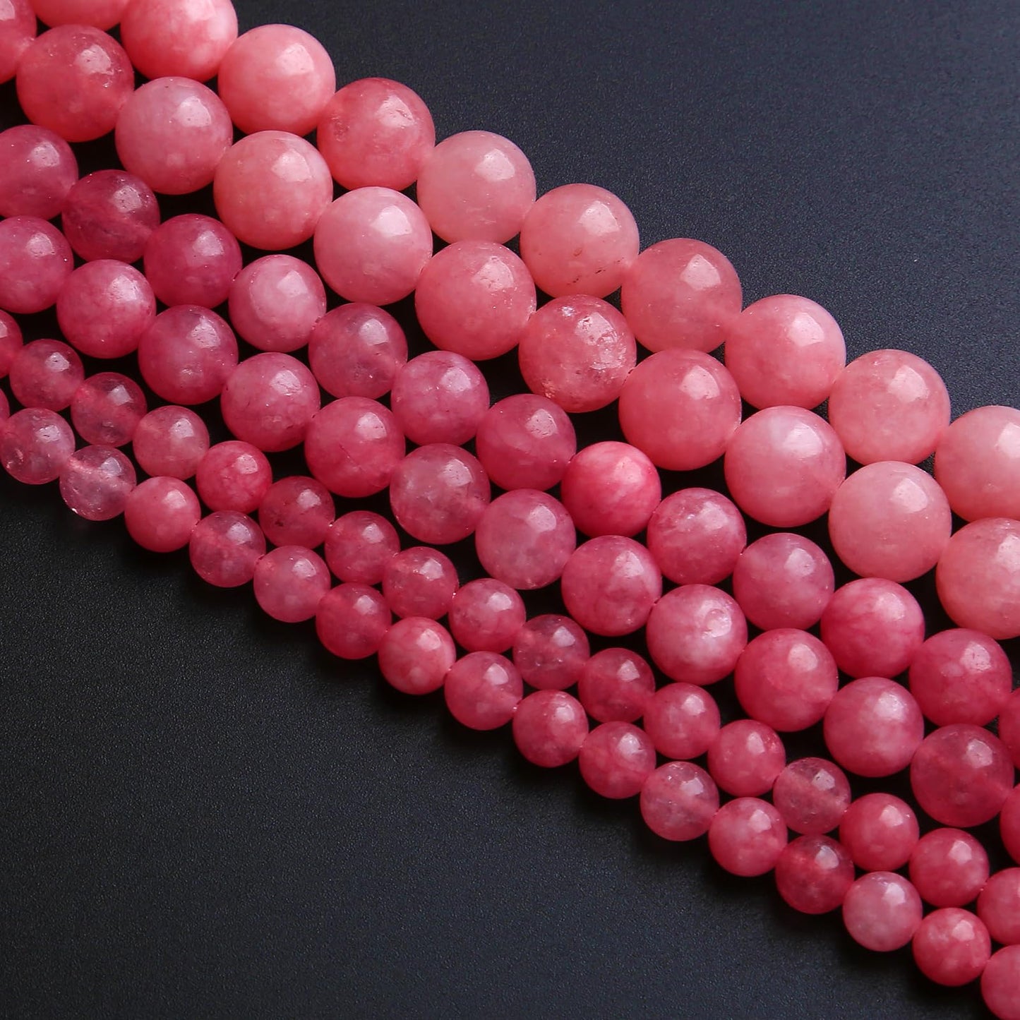 8MM 46PCS Natural Stone Rose Pink Jade Beads for Jewelry Making DIY Bracelet