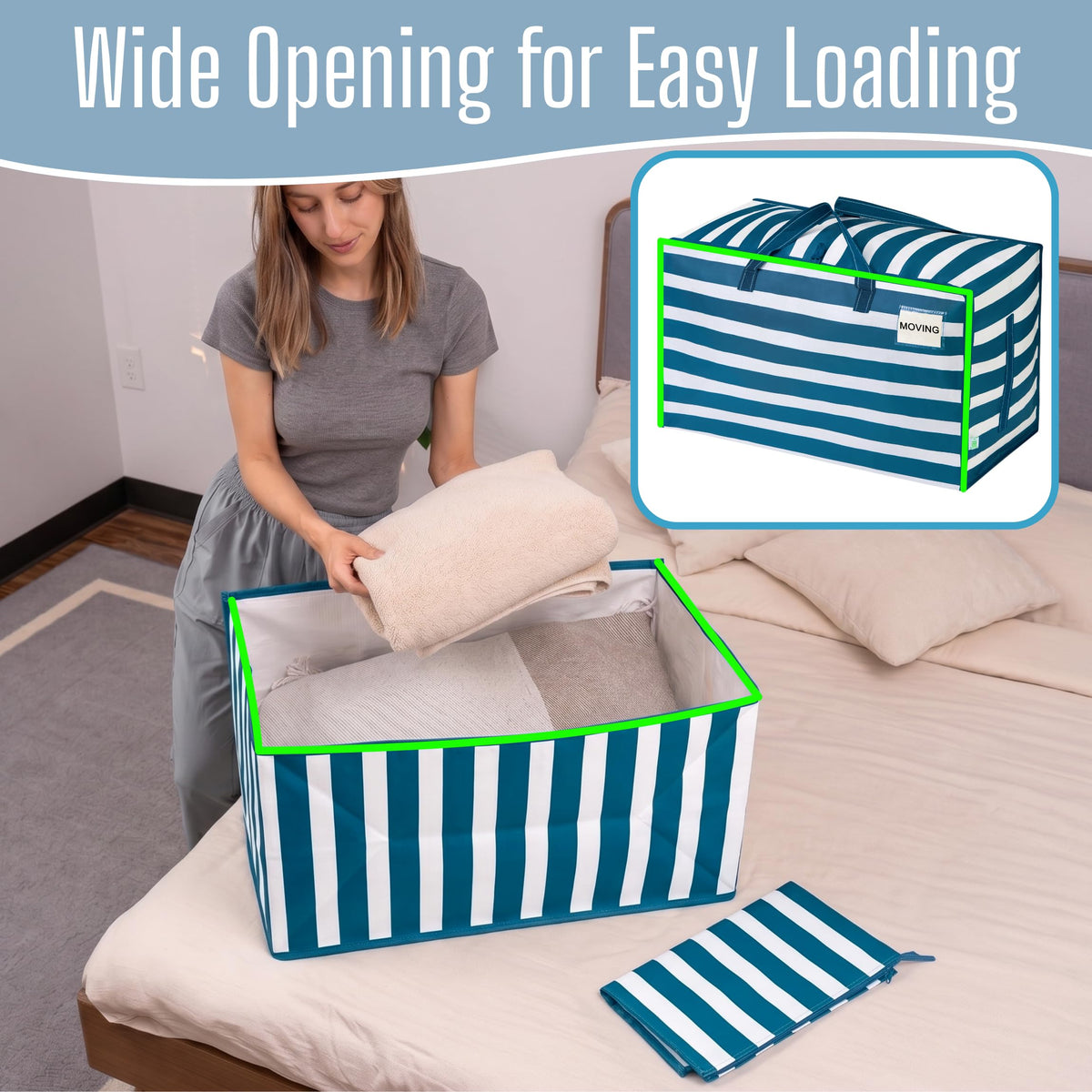 8 Pack Extra Large Heavy Duty Moving Bags with Wide Opening & Reinforced Handles (8 Count)