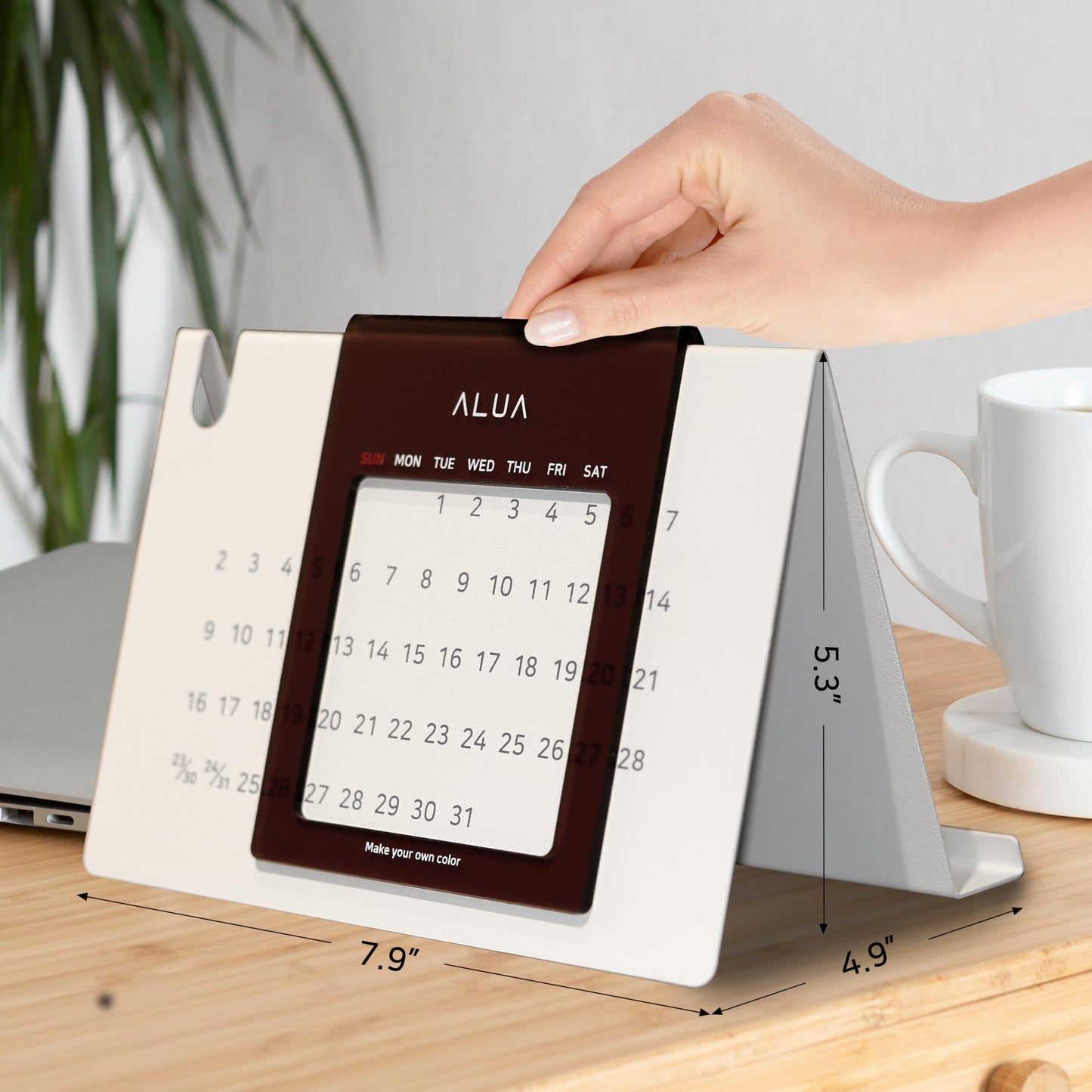 ALUA - Perpetual Calendar Premium Desk Calendar Reusable Yearly Planner Eco-Friendly and Timeless Design (Sand Cream)