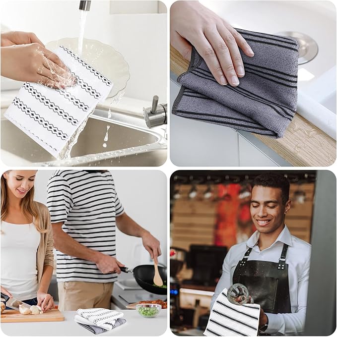 HOMEXCEL Microfiber Cleaning Cloth, Kitchen Towels 12 Pack, Lint Free, Scratch-Free, Highly Absorbent, Reusable Dish Towels for Kitchen and Household