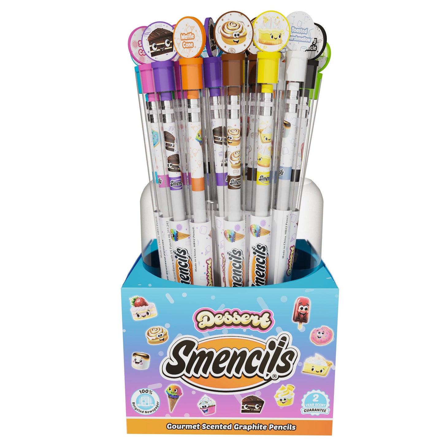 Dessert Smencils Cylinder – HB #2 Scented Pencils, 50 Count, Recycled Newspaper Pencils, Kids School Supplies, Gifts for Kids, Party Favors, Classroom Rewards
