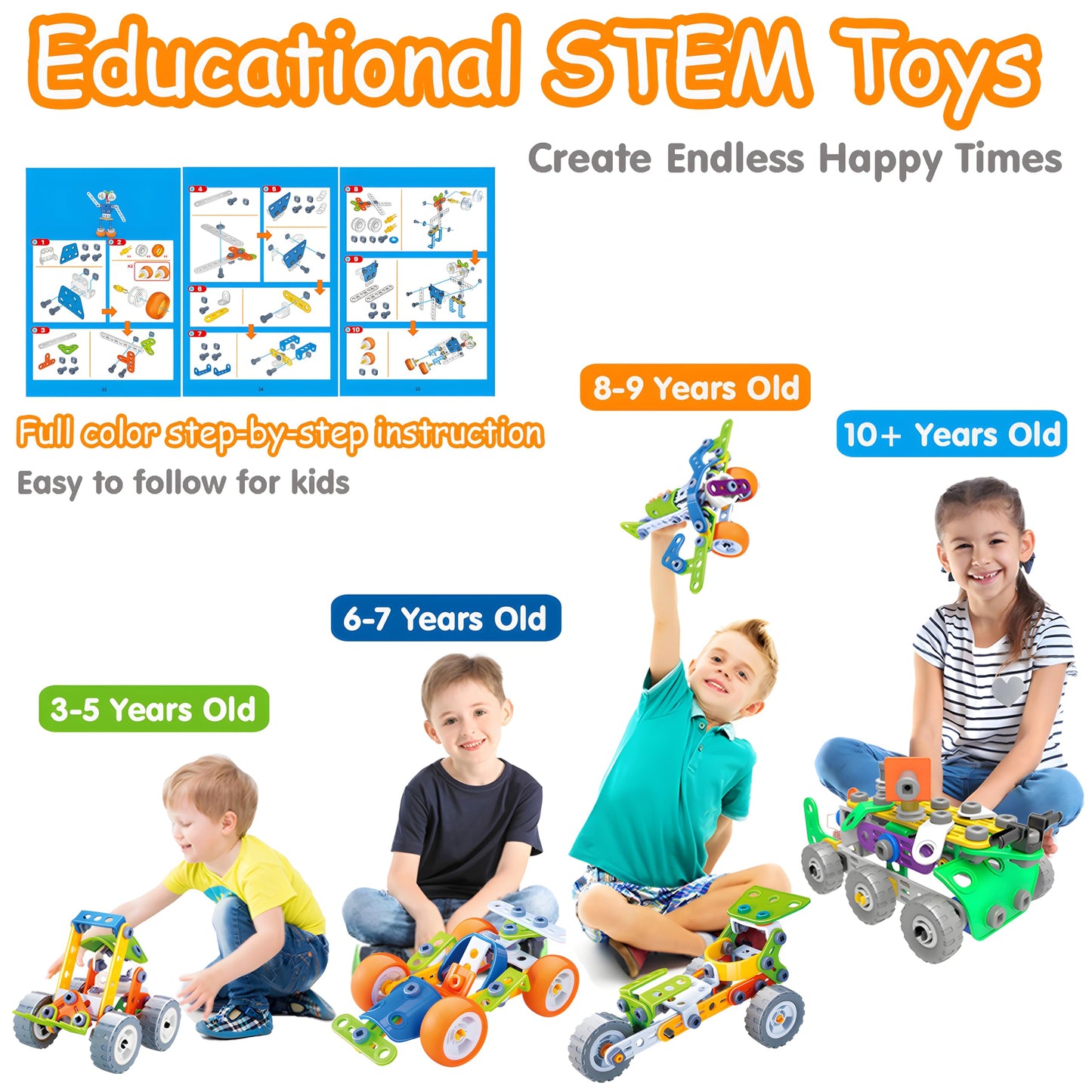 MOONTOY 11 in 1 STEM Kits Building Toys for Kids Ages 4-8 5-7, Stem Toys for 4 5 6 7 8 Year Old Boy Birthday Gift, Educational Construction Set for Boys 4-6 6-8 5-8, Creative Learning Engineering Game