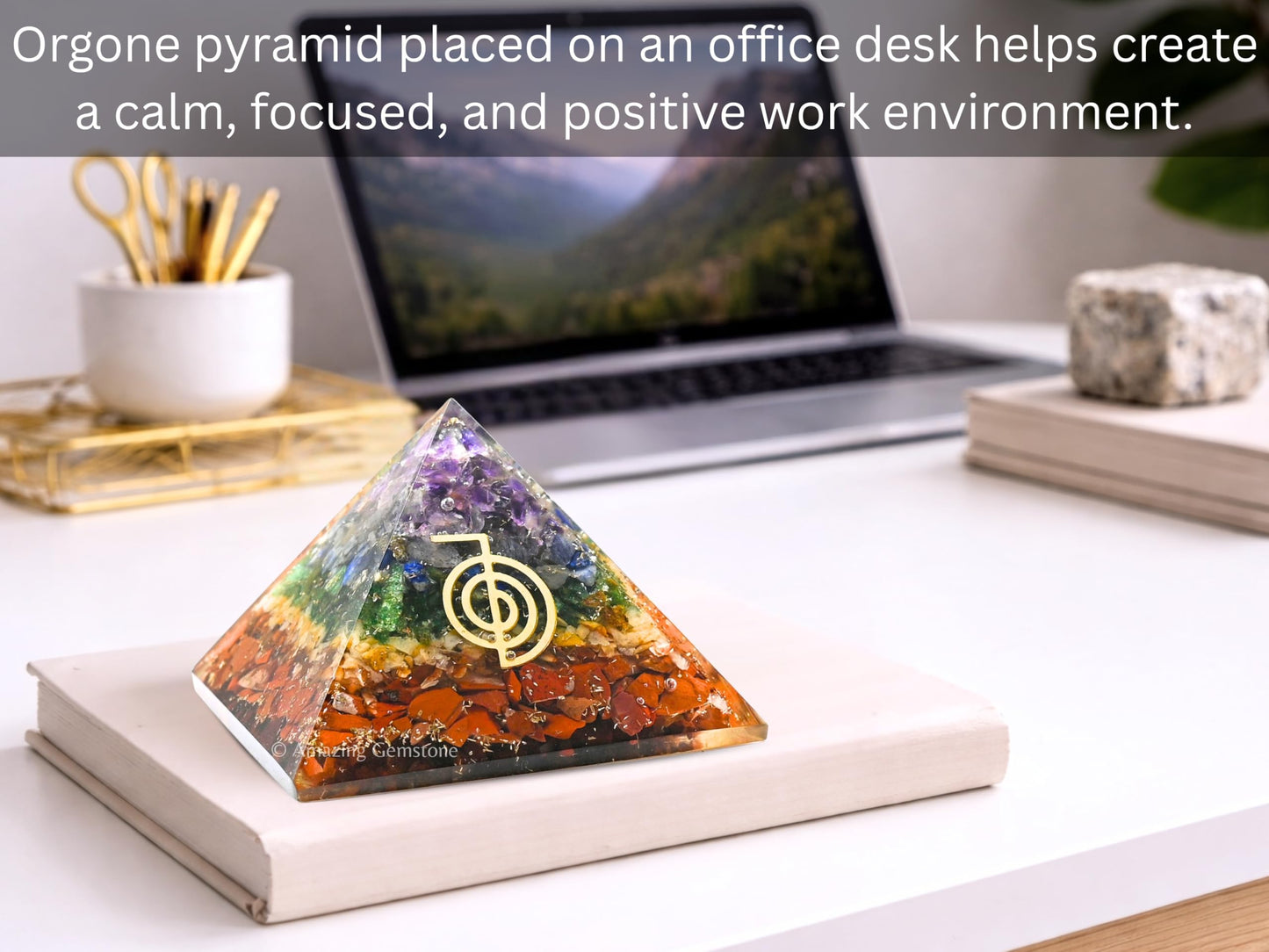 Amazing Gemstone Large Orgone Pyramid | Natural Chakra Pyramid Crystal | Reiki Orgonite Pyramid | Organ Pyramids Positive Energy Healing