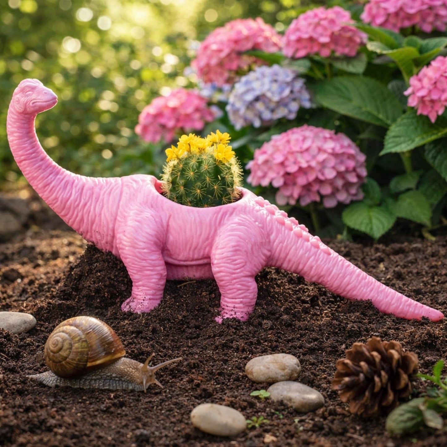 AUNMAS Dinosaur Planter Pot, Small Decorative Flower Pot for Indoor Plants, Cute Desktop Decor for Home Office, Holder (Pink)