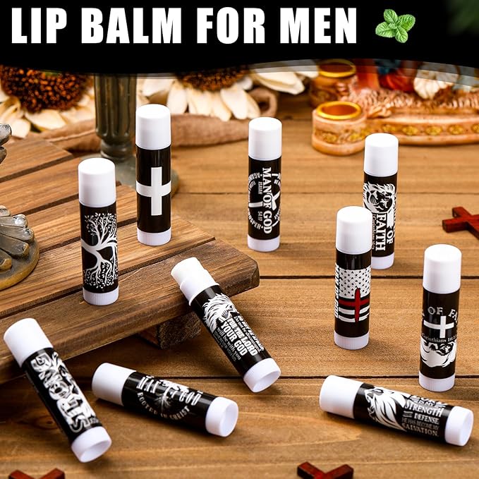 50 Pack Christmas Christian Religious Gifts Bulk Lip Balms for Men Church Party Favors Bible Verse Lip Balms with Scripture Gifts for Coworkers Staff Employee Christmas Stocking Stuffers