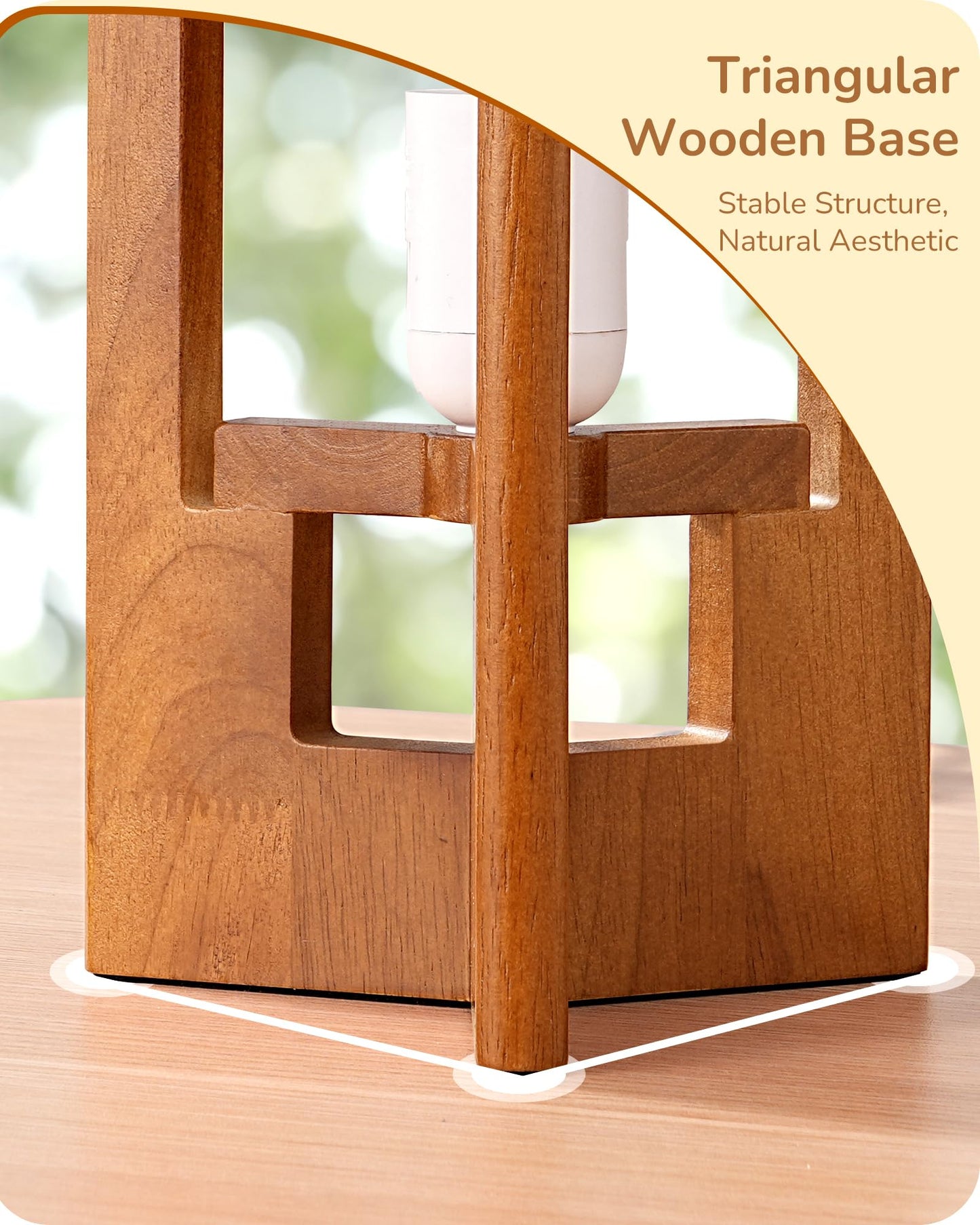 EDISHINE 13.5" Small Table Lamp, Walnut Wood Cylinder Nightstand Lamp for Bedroom, Beige Linen Shade, Corner Modern Bedside Lamp for Living Room, On-Off Line Switch, E26 Base (Bulb Not Included)