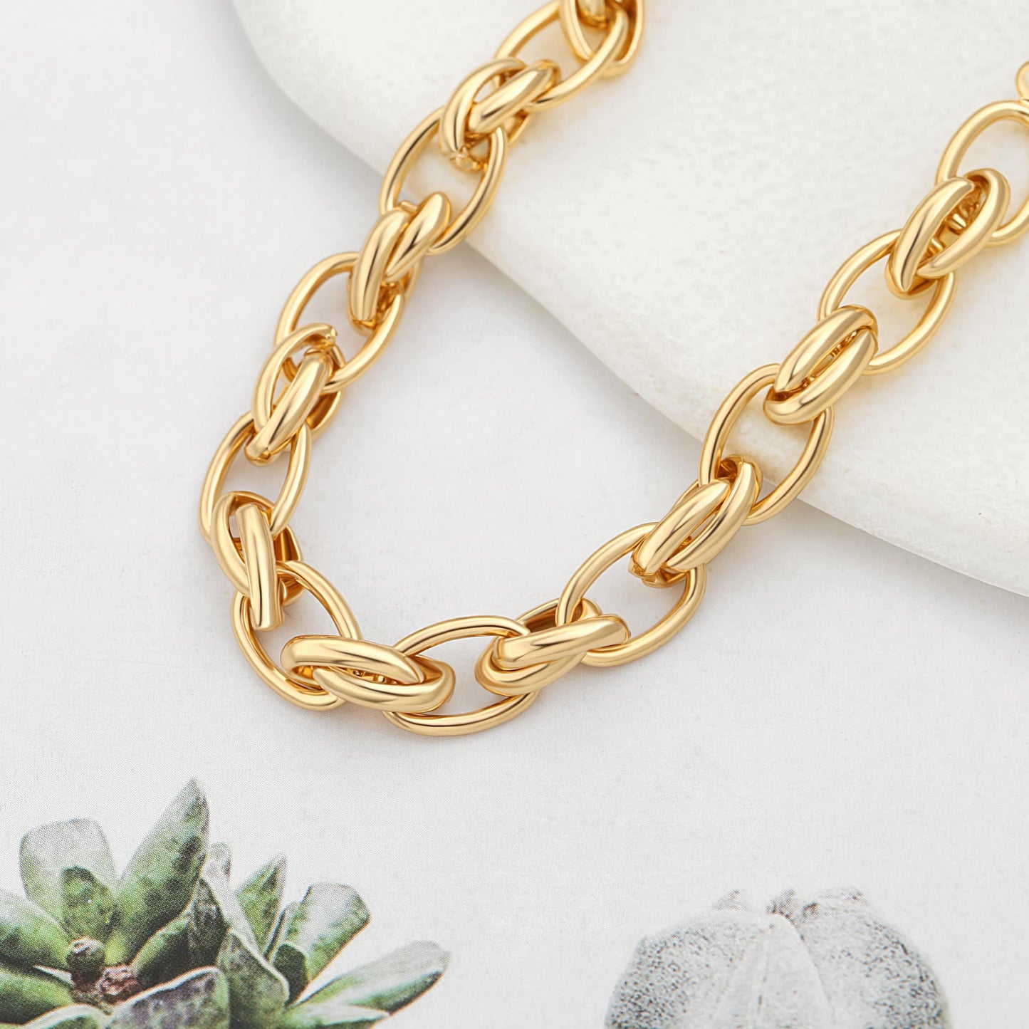 SOFYBJA Dainty 18K Gold Chunky Knotted Chain Bracelet for Women Adjustable Oval Link Bracelet Layered Jewelry