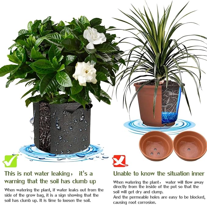 5 Pack 1 Gallon Grow Bags with Handles Garden Vegetable Flower Grow Bags Nonwoven Aeration Fabric Pots for Nursery Garden Planting