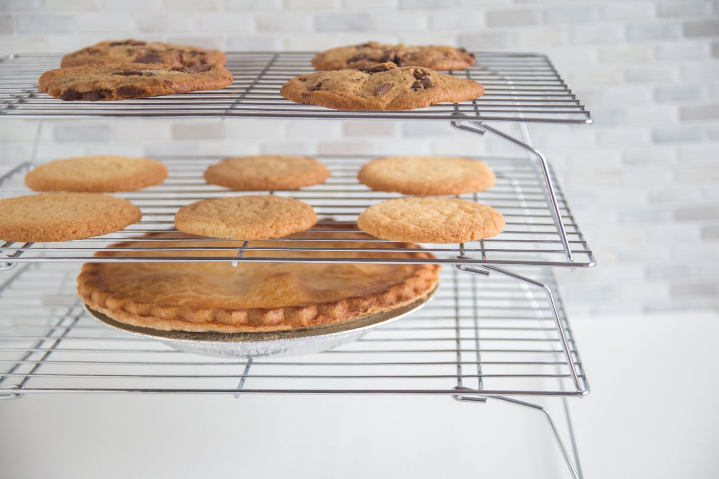 Fox Run Stackable Cooling Rack Set, Chrome, 3-Piece, Metallic, 2.25 x 14 x 10 inches