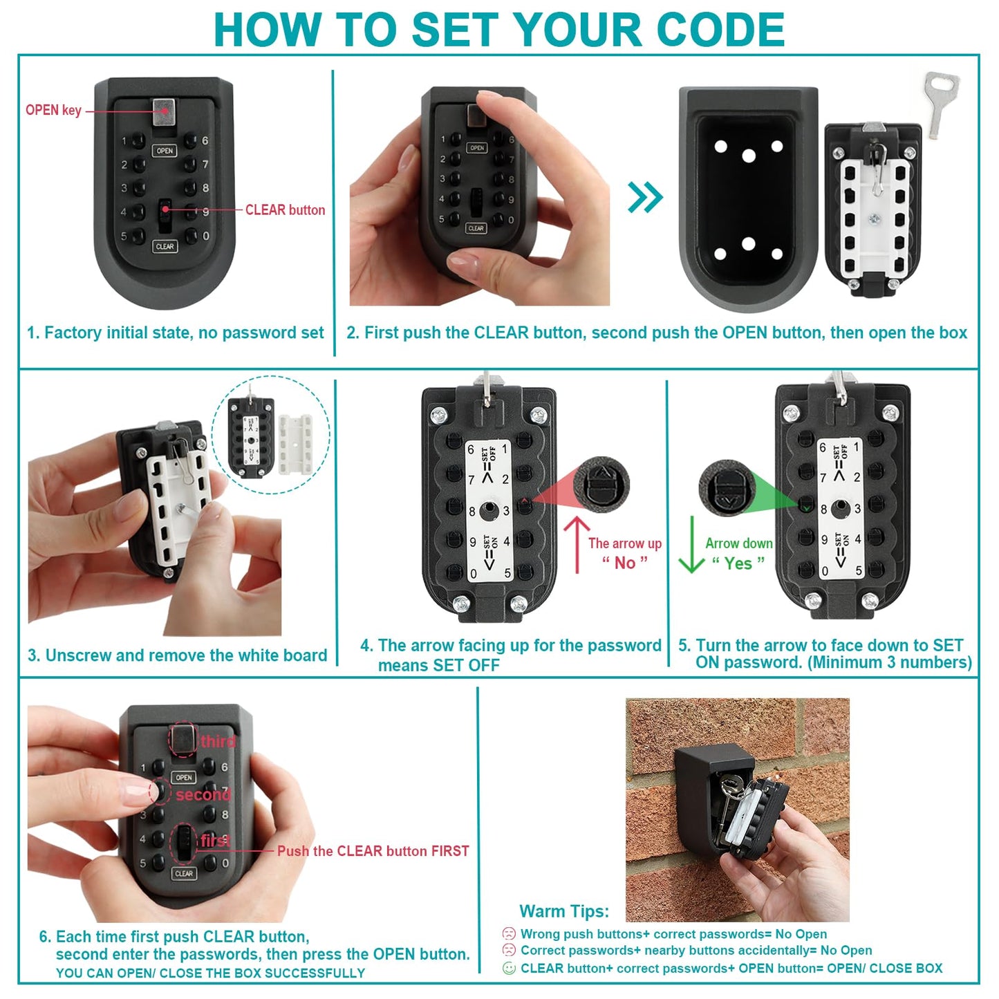 KAYCROWN Key Lock Box for Outside, Wall Mount Combination Lockbox Outdoor Lock Box for House Keys, Key Safe Storage Lock Box, Security Lockbox for Outside, Home, Office, Apartment Spare Key Storage