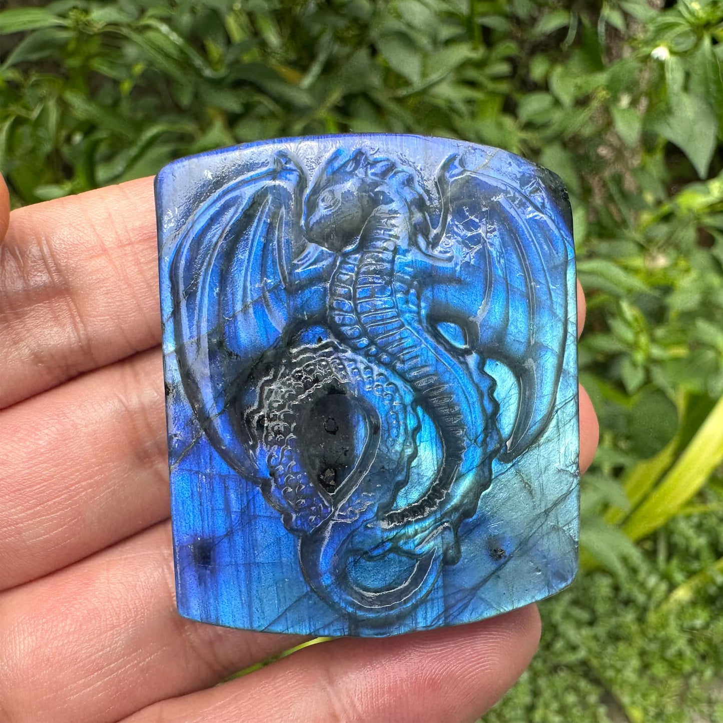 TEAMWILL Natural Labradorite Crystal Quartz Hand Carved Fly Dragon Reiki Healing Crystal Gorgeous Art Sculpture Stone Statue Figurine Minerals Gifts