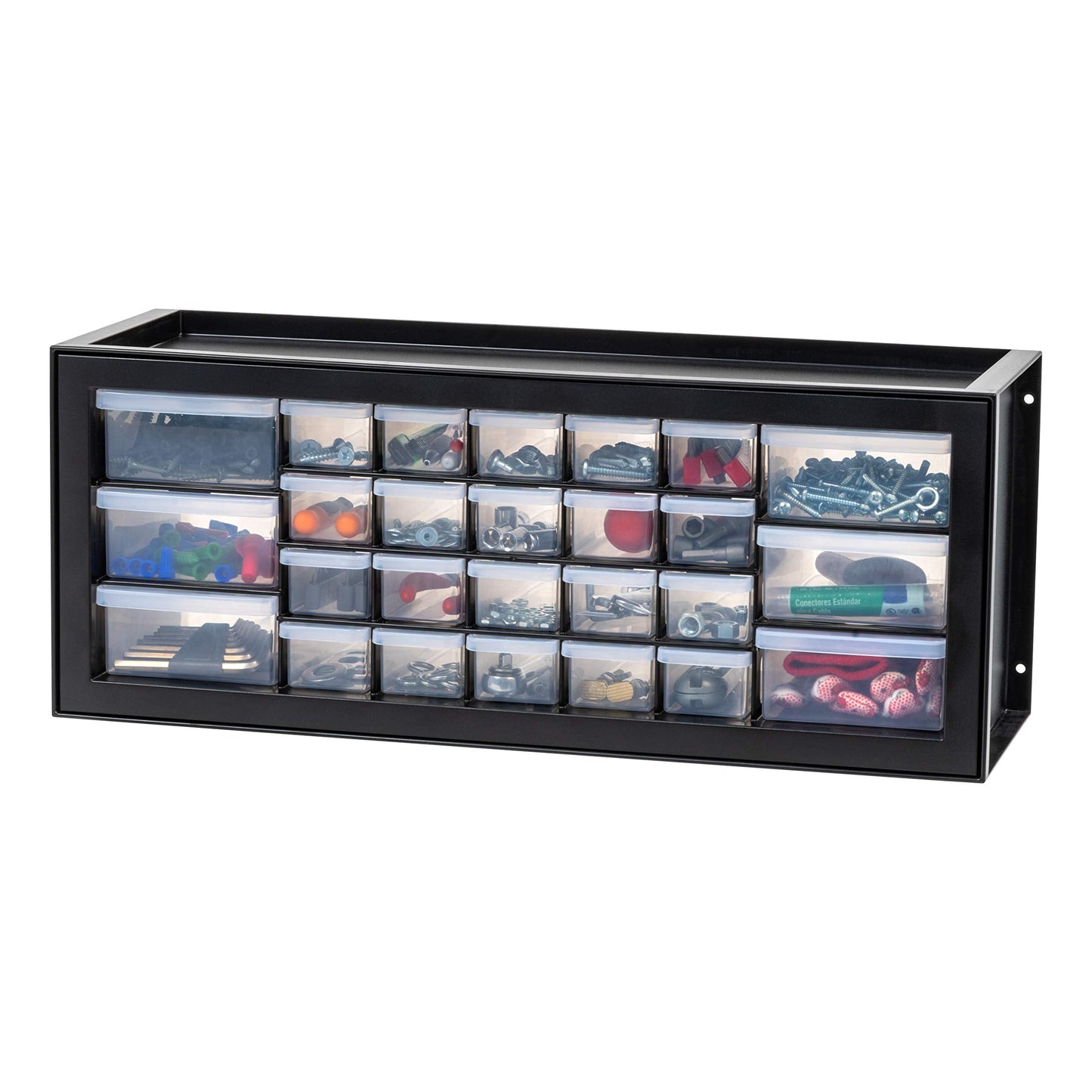IRIS USA Plastic Storage Drawers, Made in USA, 26-Drawer Organizer Cabinet, Stackable Teacher Toolbox for Crafts, Stickers, Crayons, Markers, Beads, Hardware, Building Bricks, Garage Storage – Black