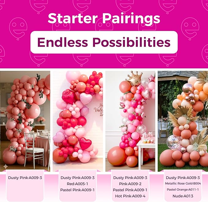 Bezente Dusty Pink Latex Party Balloons - 150 Pack 5 Inch Matte Small Blush Pink Rose Pink Helium Balloons for Birthday Wedding Anniversary Bridal Shower Gender Reveal Boho Theme Party Decoration