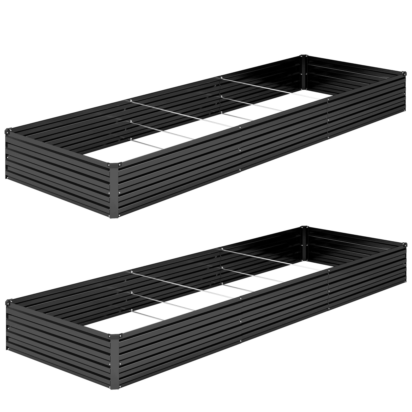 DIIYIV 2PCS 12x4x1FT Galvanized Raised Garden Bed Kit,Vegetable Boxes-Rectangle Metal Flower Box,Large Planter Raised Beds Outdoor Garden for Planting,Fruit,Herb-Black