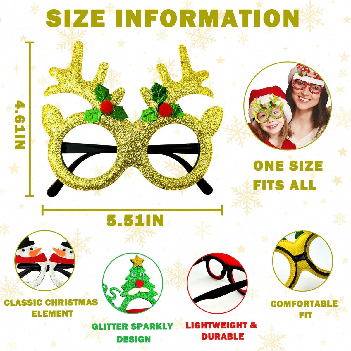 Christmas Party Favors Gifts for Adults, Holiday Party Decorations Hat Headwear, Christmas Accessories Eyeglasses for Kids 24 Pcs