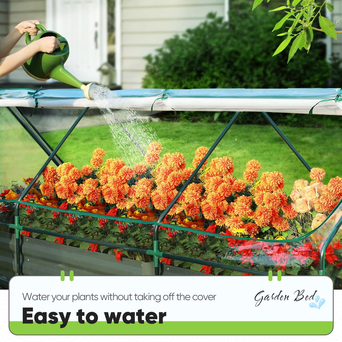 Quictent Raised Garden Bed Galvanized Raised Beds for Gardening Vegetables with Cover 8x4x1 ft Metal Planter Box Outdoor Use (Clear)