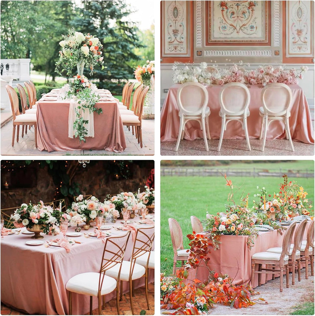 4 Pack Rectangle Tablecloth for 8 Foot Tables Washable Polyester Table Cover for Wedding Dining Table Parties Banquet（60x126 Dusty Rose）