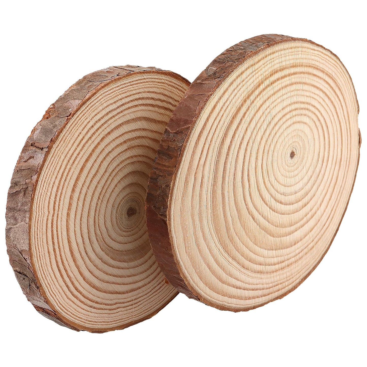 SOUJAP 100Pcs 3.5-4 Inch Natural Wood Slices, Unfinished Wooden Slices with Tree Bark, Wood Log Discs Circles for DIY Crafts, Centerpieces