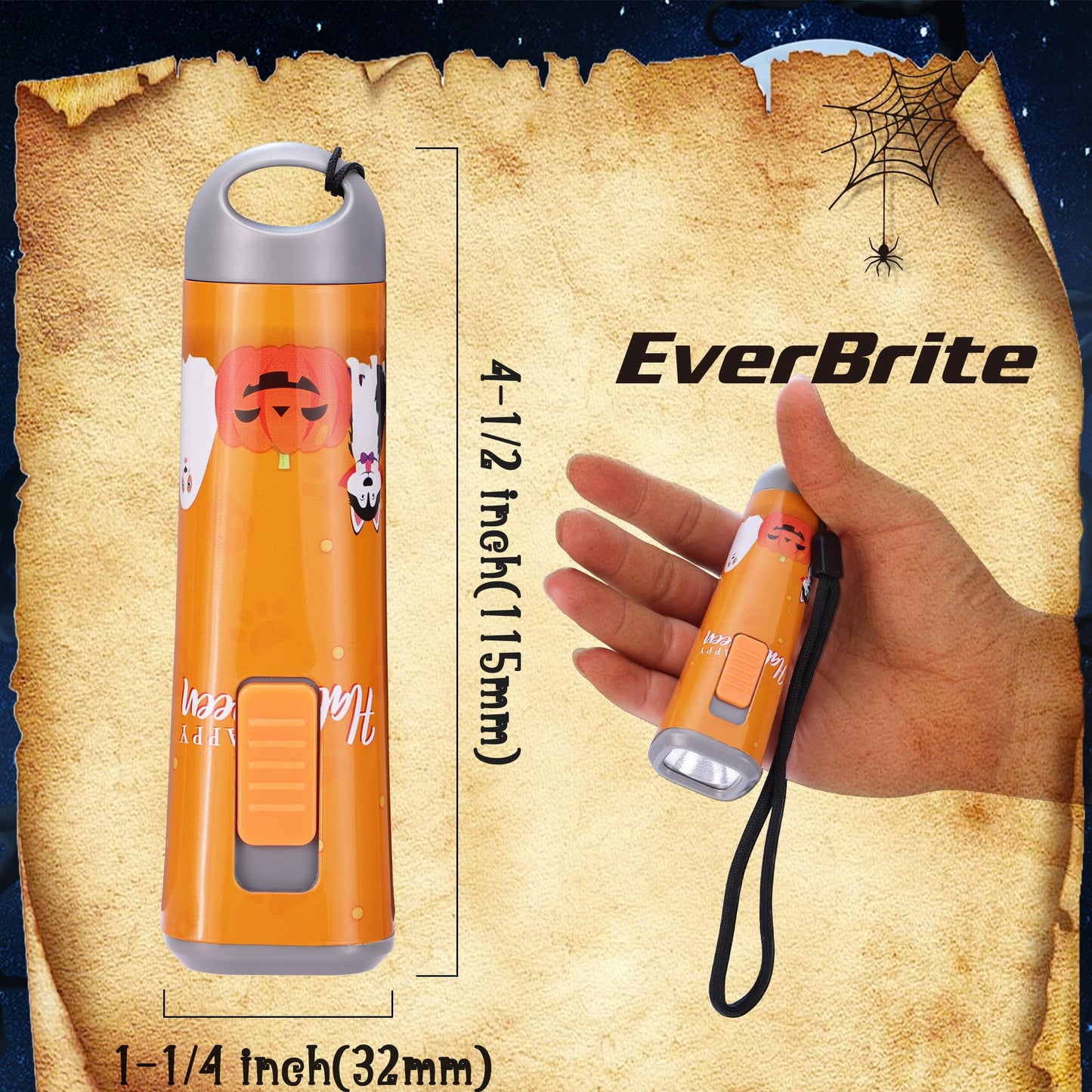 EverBrite 6-Pack LED Flashlights Halloween Gifts, Mini Flash Lights Handheld Torch with Lanyard, 18 AAA Batteries Included, Mixed Color
