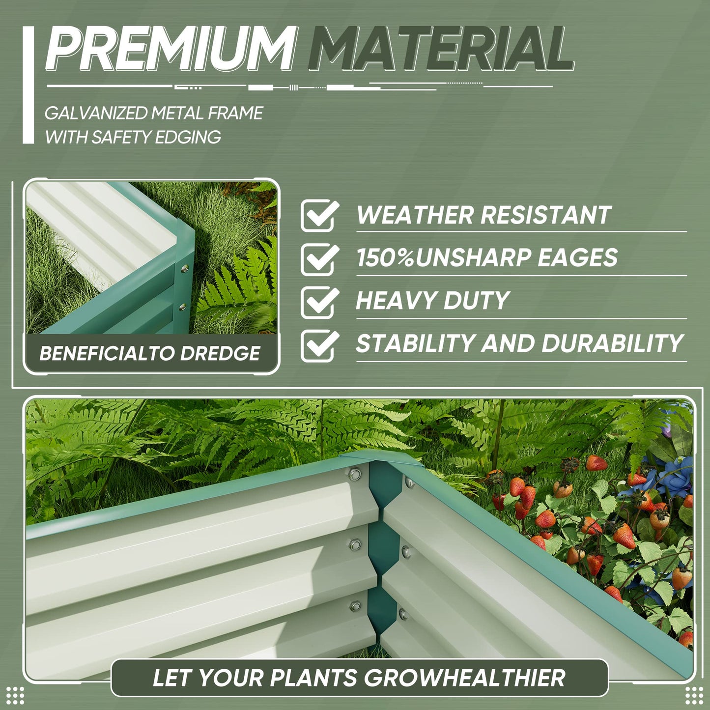 Flamaker 71x36x12in Galvanized Raised Garden Bed Elevated Outdoor Metal Planter Beds Deep Root Raised Planter Boxes with Support Bar for Planting Flowers, Herbs, Fruits