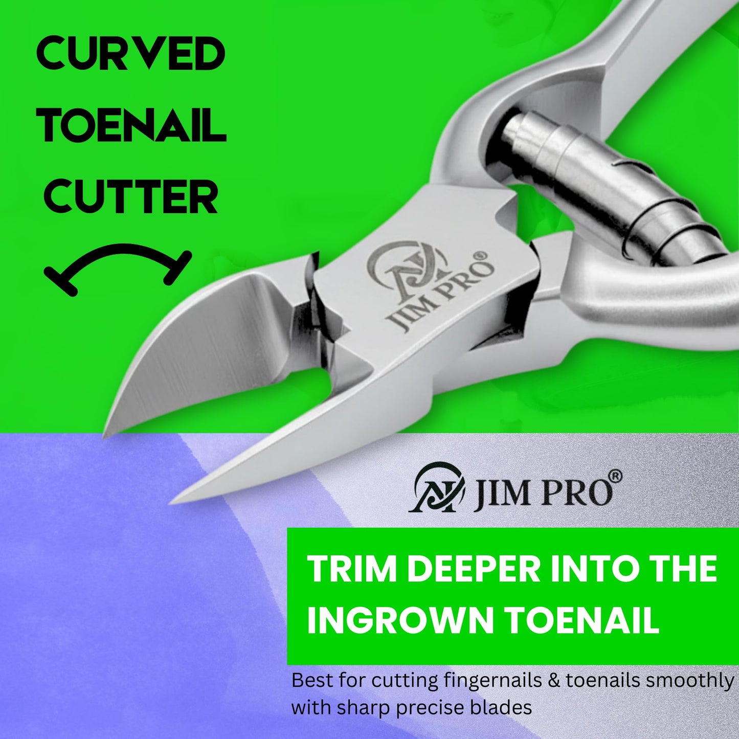 Jim Pro ClipSharp Toenail Cutter - Professional Heavy Duty Nail Clipper for Thick & Ingrown Toenails - Sharp Stainless Steel Blades, Ergonomic Non-Slip Grip for Men & Women/JP-SC-TC-5.5"