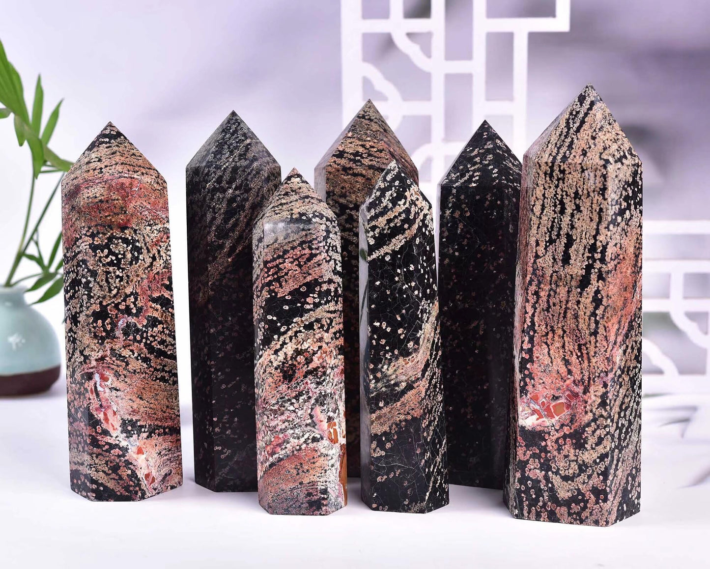 Gold Snowflake Obsidian Stone Tower Obelisk Healing Crystal Wand Large Reiki Meditation Gifts 0.6-1.1 LBS