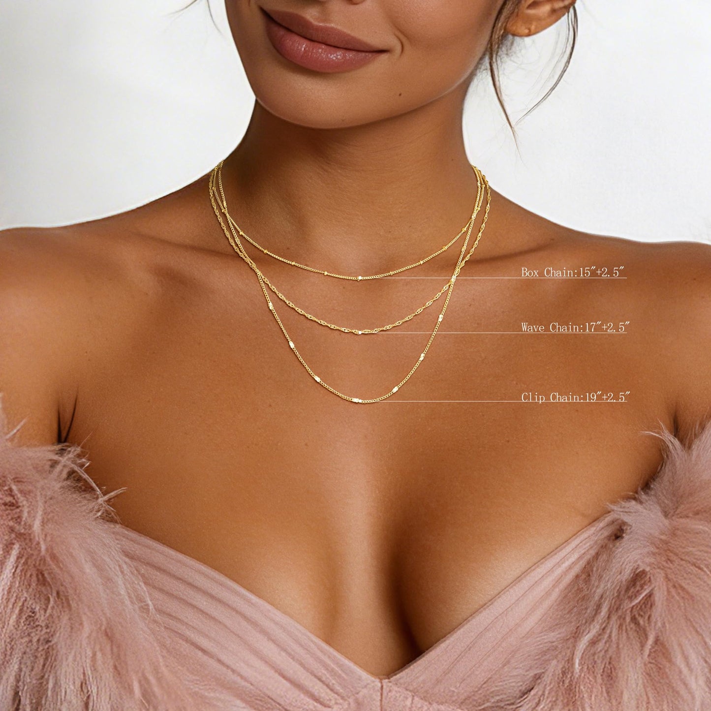 Yoosteel Layered 14k Gold Plated Necklace for Women,Dainty Simple Thin Wave Chain Satellite Choker Necklaces Set Stack Trendy Jewelry Gifts for Women