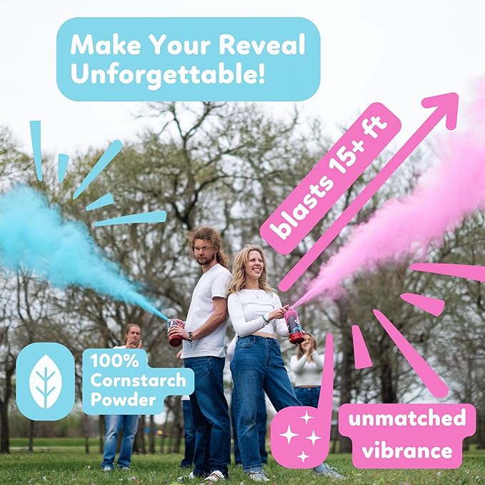 Pink Baby Gender Reveal Fire Extinguisher Smoke Bombs Powder Cannon Gold | 1 Pink | Fireworks Alternative | Biodegradable | Decorations for Photoshoots, Celebrations, Parties | TUR Party Supplies