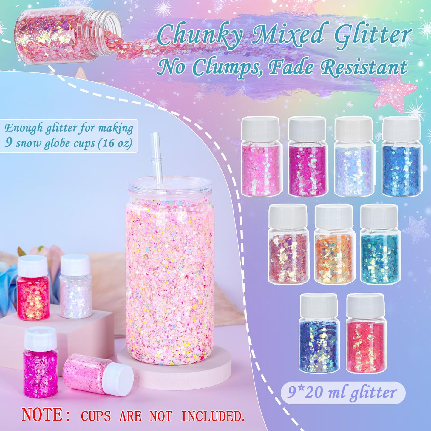 Snow Globe Tumbler Starter Kit DIY Tools, Snow Globe Cup Supplies Craft Too Set, Cups are Not Included