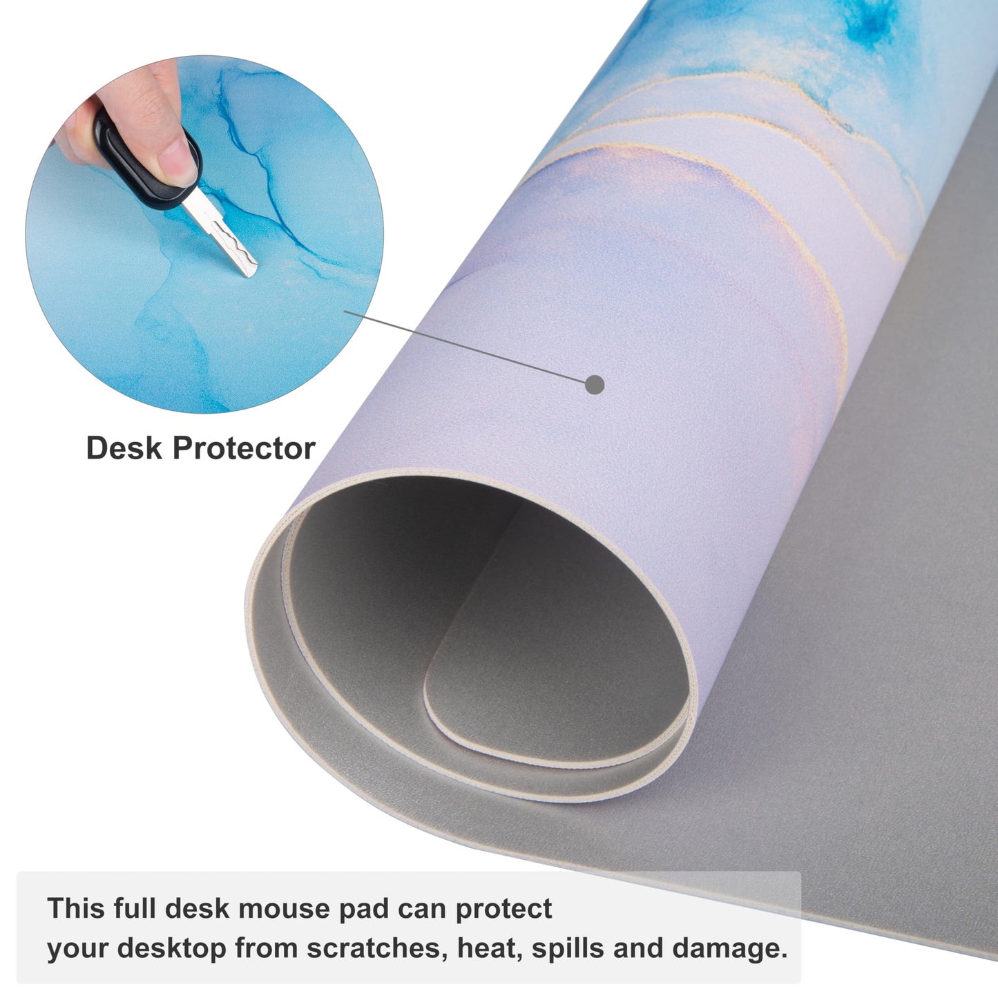 QIYI Large Mouse Pad, PU Leather Desk Mat for Desktop, Waterproof Gaming Desk Pad, Marble Painting Full Desk Accessories Keyboard Mousepad, Home & Office Décor 31.5" x 15.7" - Abstract Fluid Art