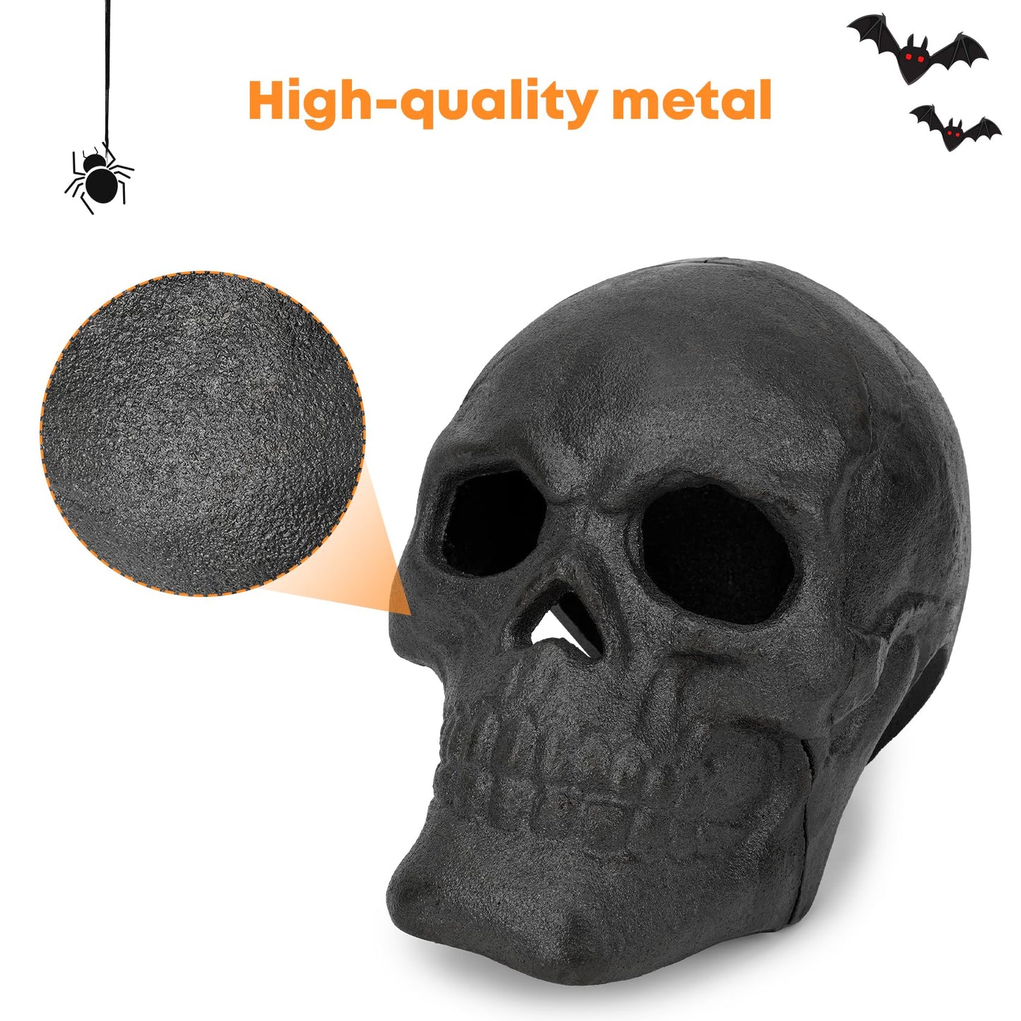 Stanbroil Fire Pits 10" Imitated Human Metal Skull Decoration for Indoors Outdoors Campfire, Fireplace, Halloween Party Decor, 1 Pack - Patent Pending