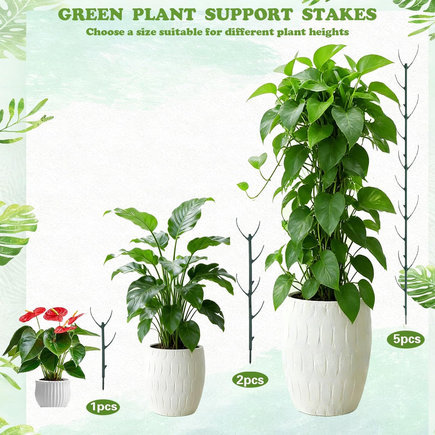 Stackable Monstera Moss Pole - 10 PCS Coir Plant Support Stakes for Indoor Plants, Bendable Totem Pole for Climbing Vines, Money Plant | Durable Indoor Plant Stakes (10 Pack)