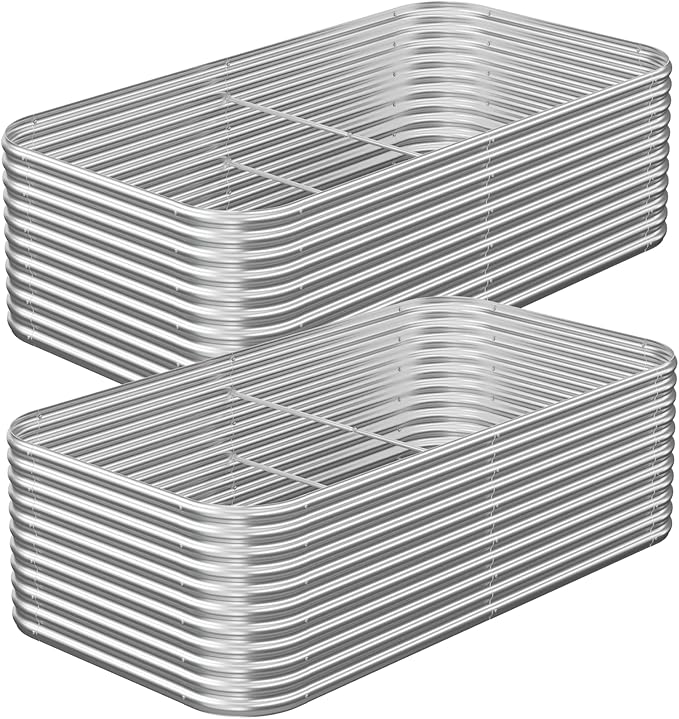 2 Pack Tall 6x3FT Corrugated Galvanized Steel Raised Garden Bed Outdoor, Metal Above Ground Garden Bed for Vegetables and Flowers, Raised Beds for Gardening-6x3x1.5FT