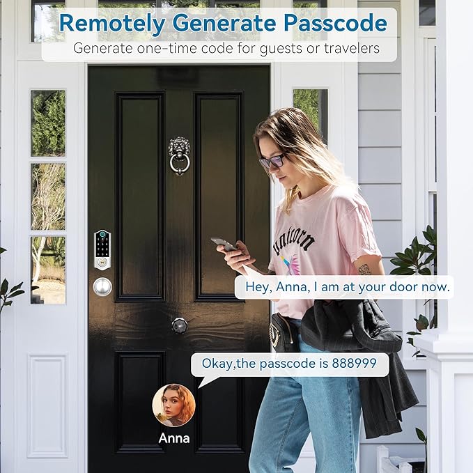 Harfo Fingerprint Smart Door Locks for Front Door with Handle Set, App Control, Keyless Entry Door Lock Keypad Deadbolt, Bluetooth Digital Electronic Touchscreen, Easy Install, Auto Lock, Satin Nickel