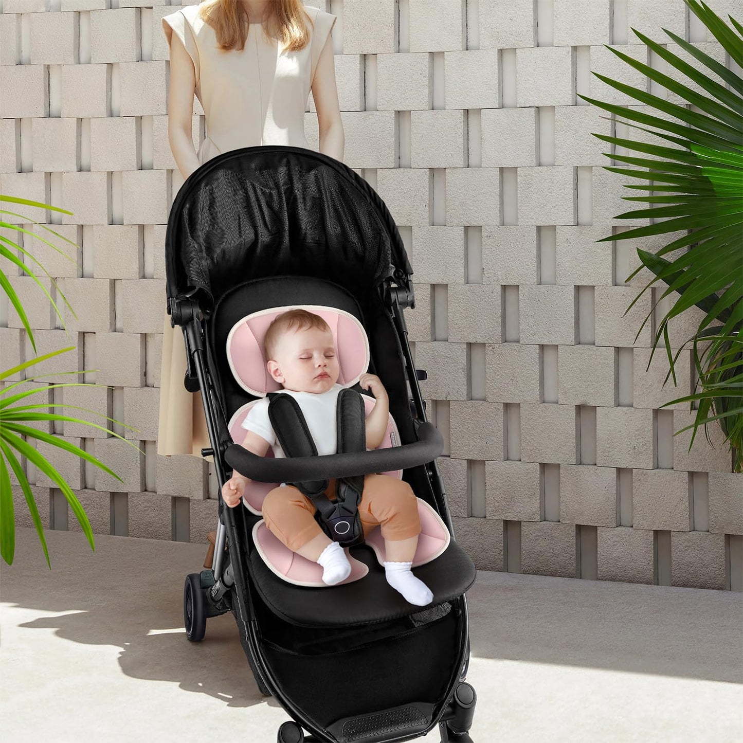 Baby Stroller Cooling Pad Universal Soft Cooler Pad Breathable Adjustable Car Seat Liner Detachable 2-Piece Cooling Cushion Fits Strollers, Car Seat, High Chair, Bassinet, Swing