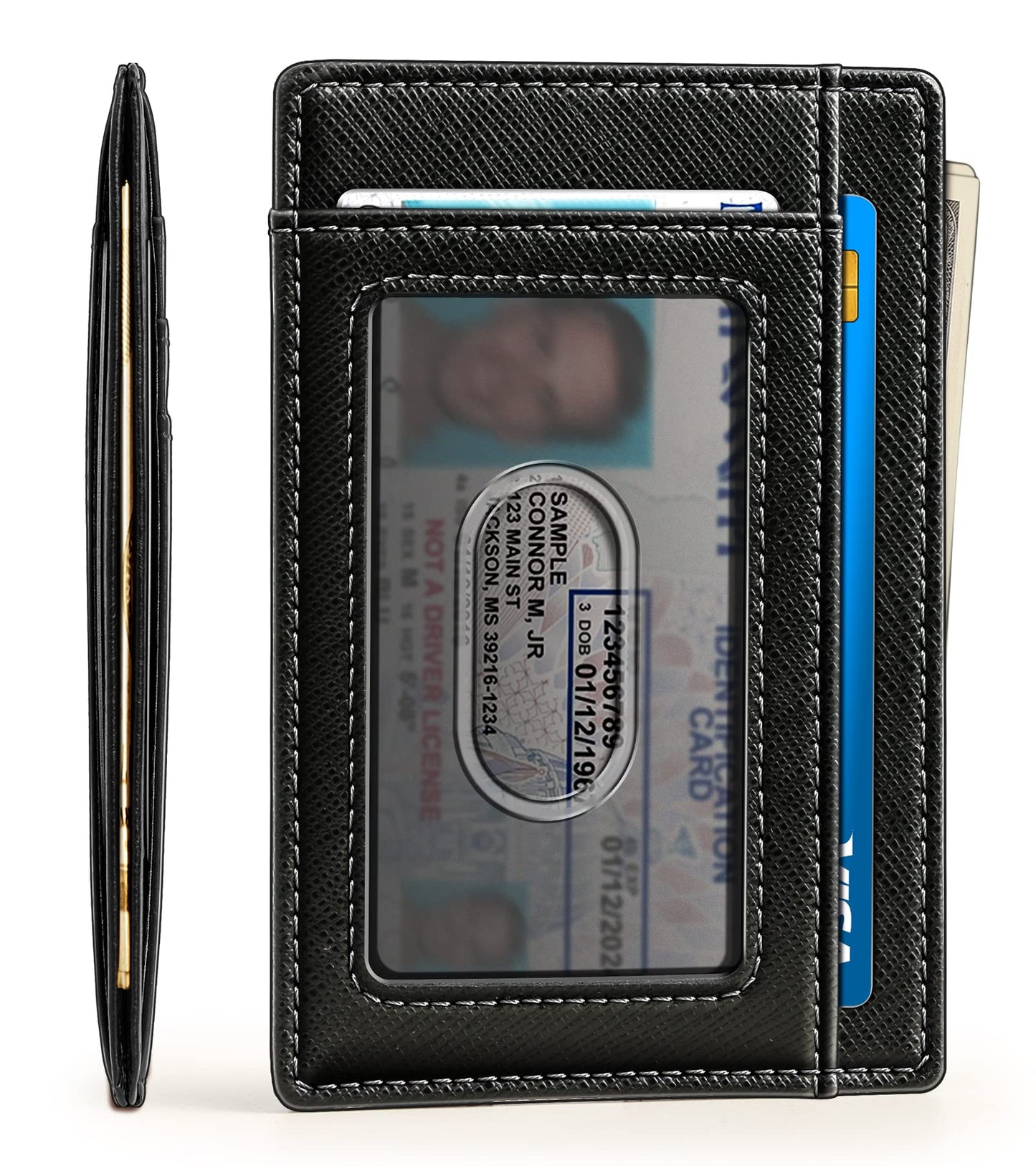 BULLIANT Slim Wallet, Skinny Minimal Thin Front Pocket Wallet Card Holder For Men 7Cards 3.15"x4.5",Gift-Boxed