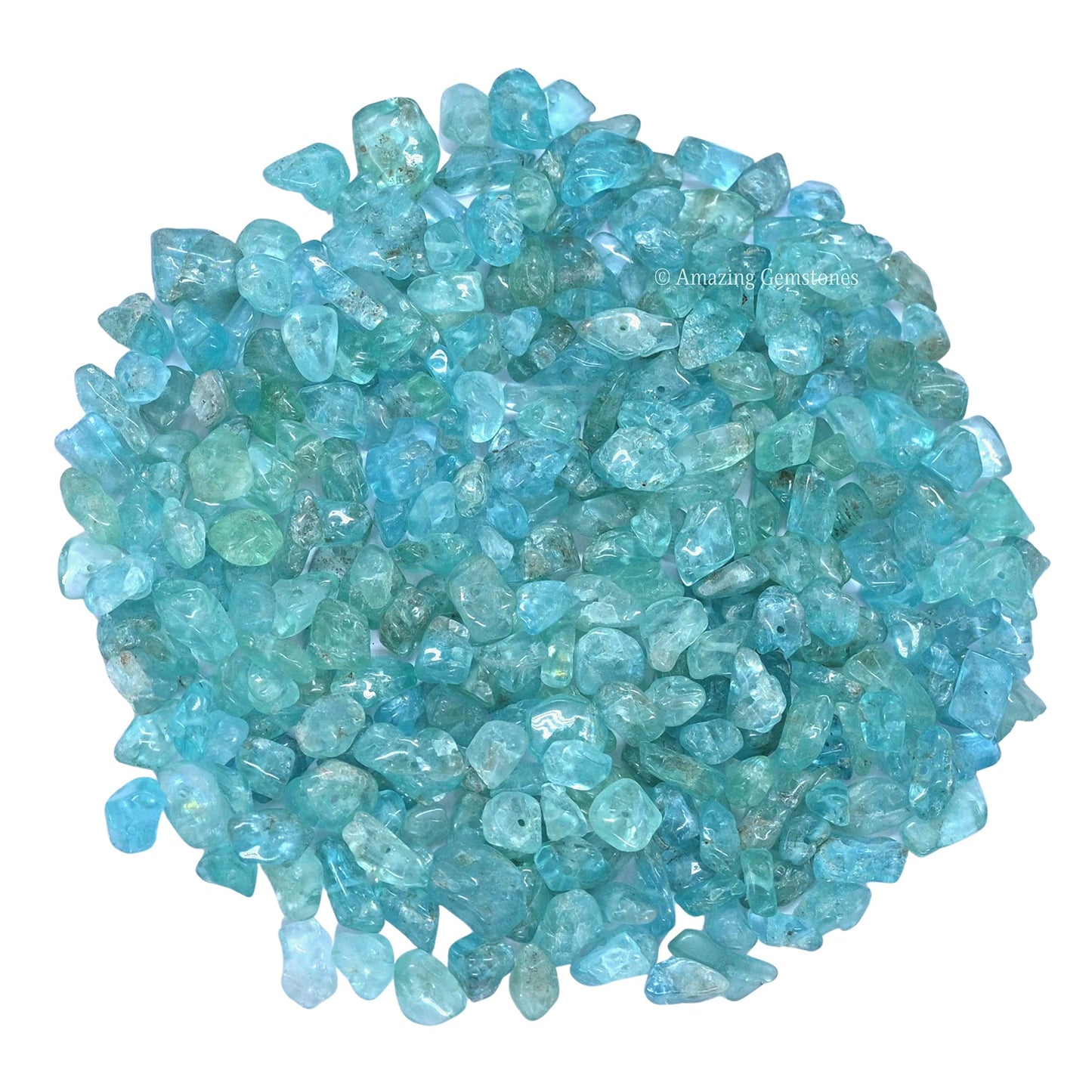 Apatite Pre Drilled Crystal Crushed Chips Beads for Bracelets Making, DIY Handmade Natural Healing Crystals (25 Inch Strand)